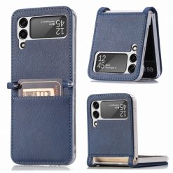 Kryt Litchi Pattern Folding Leather modrý – Samsung Galaxy Z Flip 3