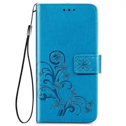 Peňaženkové puzdro Embossing Pattern Štvorlístok modré – Samsung Galaxy S22+ (S22 Plus)