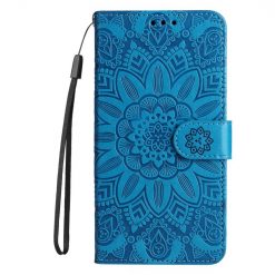 Peňaženkové puzdro Embossing Pattern Slnečnica modré – Samsung Galaxy S24 Ultra