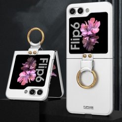 Kryt GKK Fashion Ring case strieborný – Samsung Galaxy Z Flip 6 / Z Flip 7 FE