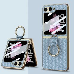 Kryt GKK Weave Texture Case modrý – Samsung Galaxy Z Flip 6 / Z Flip 7 FE