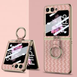 Kryt GKK Weave Texture Case ružový – Samsung Galaxy Z Flip 6 / Z Flip 7 FE