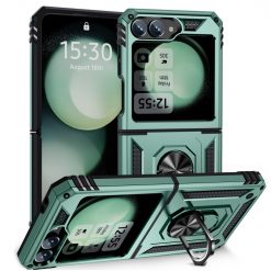 Odolný Kryt Ring Armor case zelený – Samsung Galaxy Z Flip 6 / Z Flip 7 FE