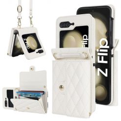 Peňaženkové puzdro Diamond Card case biele – Samsung Galaxy Z Flip 6 / Z Flip 7 FE