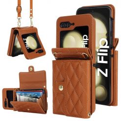 Peňaženkové puzdro Diamond Card case hnedé – Samsung Galaxy Z Flip 6 / Z Flip 7 FE