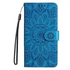 Peňaženkové puzdro Embossing Pattern Slnečnica modré – Samsung Galaxy S24 FE