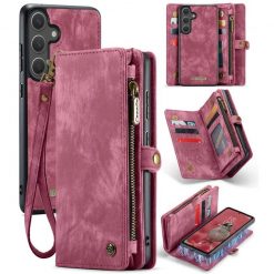 Multifunkčné peňaženkové puzdro CaseMe Detachable červené – Samsung Galaxy S25+ (S25 Plus)