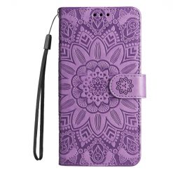 Peňaženkové puzdro Embossing Pattern Slnečnica fialové – Samsung Galaxy S25+ (S25 Plus)