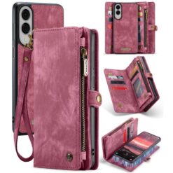 Multifunkčné peňaženkové puzdro CaseMe Detachable červené – Samsung Galaxy S25 Edge