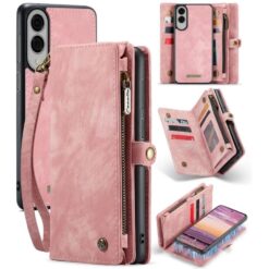 Multifunkčné peňaženkové puzdro CaseMe Detachable ružové – Samsung Galaxy S25 Edge