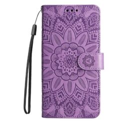 Peňaženkové puzdro Embossing Pattern Slnečnica fialové – Samsung Galaxy S25 Edge