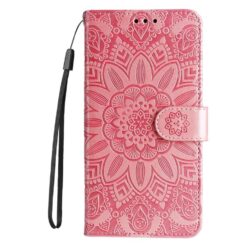 Peňaženkové puzdro Embossing Pattern Slnečnica ružové – Samsung Galaxy S25 Edge